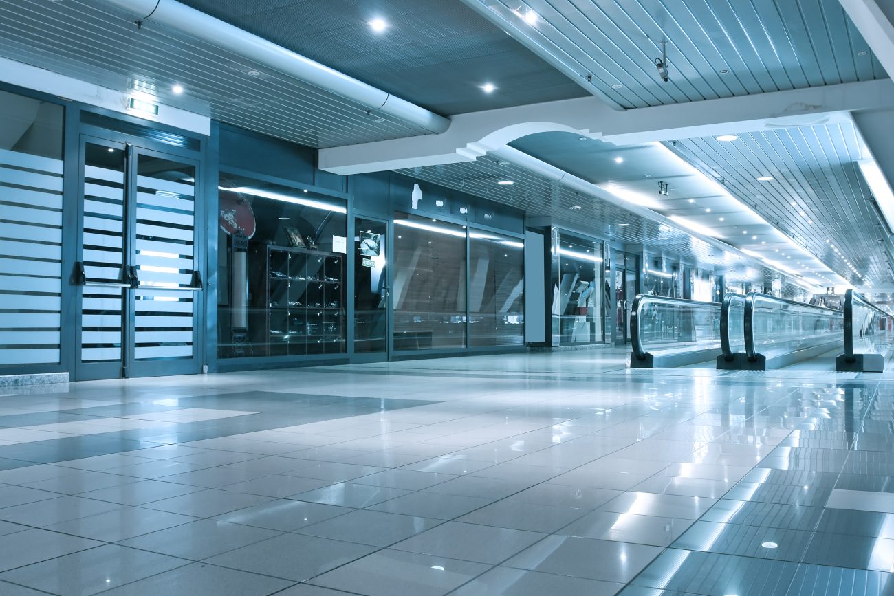 A Very clean and modern looking building with a flat escalator